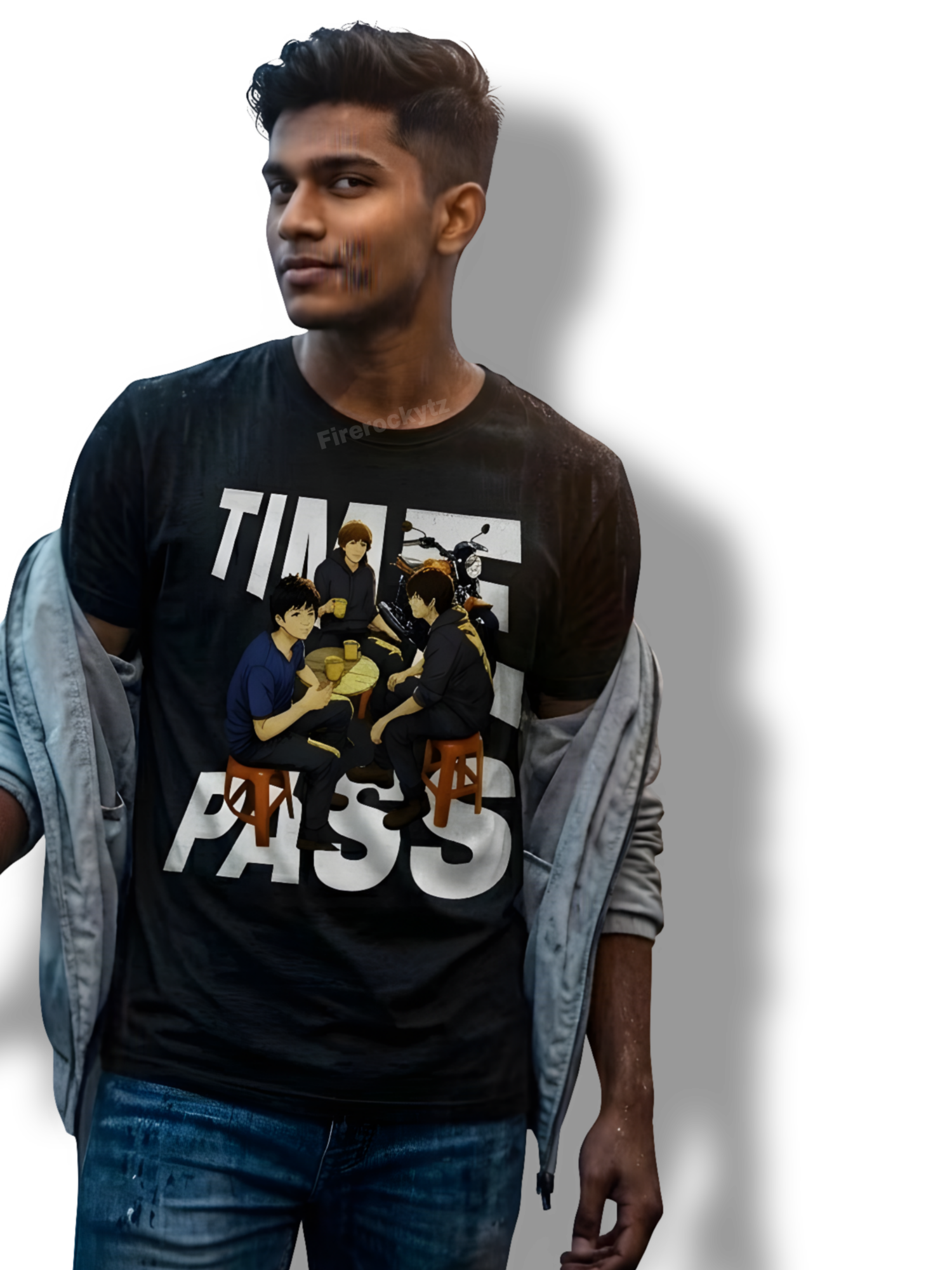 Time Pass Graphic Black T-Shirt